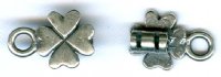 Set of 12x8mm Antique Silver Clover 2mm Hole Cord Ends