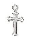 1, 13x8mm Bright Silver Plated Cross Pendant