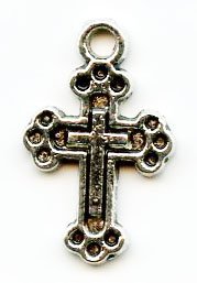1 16x12mm Dotted Antique Silver Cross Pendant