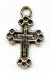 1 16x12mm Dotted Antique Silver Cross Pendant
