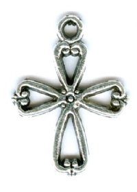 1 18x17mm Antique Silver Open Cross Pendant with Dots