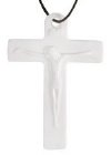 10, 40x24mm Opaque White Acrylic Missionary Crosses