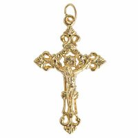 1, 49x33mm Bright Gold Crucifix Pendant