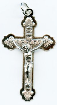 1 50x30mm Large Antique Silver Crucifix with Hearts