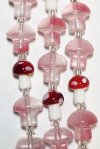 7 Inch Strand Crystal Lane 14x13mm Crystal & Pink / 13x10mm Red & White Mushroom Beads