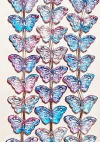 7 Inch Strand Crystal Lane 8x15mm Blue & Purple Butterfly Beads