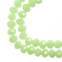 78, 4x6mm Faceted Opaque Light Green Crystal Lane Donut Rondelle Beads