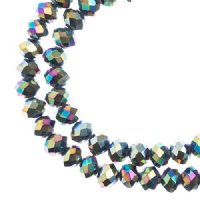 78, 4x6mm Faceted Transparent Rose Green Lustre Crystal Lane Donut Rondelle Beads