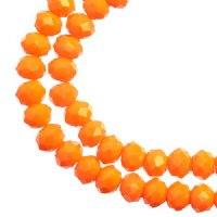 78, 4x6mm Faceted Opaque Orange Crystal Lane Donut Rondelle Beads