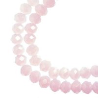 78, 4x6mm Faceted Opaque Pink Crystal Lane Donut Rondelle Beads