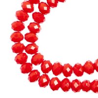 78, 4x6mm Faceted Opaque Red Crystal Lane Donut Rondelle Beads