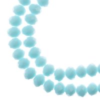 58, 6x8mm Faceted Opaque Light Blue Crystal Lane Donut Rondelle Beads