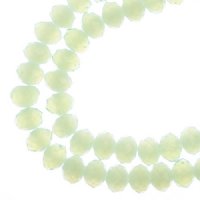 58, 6x8mm Faceted Opaque Light Green Crystal Lane Donut Rondelle Beads