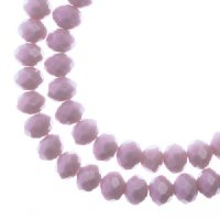 58, 6x8mm Faceted Opaque Mauve Crystal Lane Donut Rondelle Beads