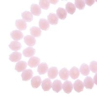 58, 6x8mm Faceted Opaque Pink Crystal Lane Donut Rondelle Beads