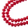 58, 6x8mm Faceted Opaque Red Crystal Lane Donut Rondelle Beads