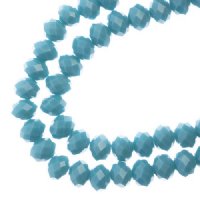 58, 6x8mm Faceted Opaque Turquoise Blue Crystal Lane Donut Rondelle Beads