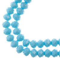 46, 8x10mm Faceted Opaque Blue Crystal Lane Donut Rondelle Beads