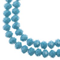 46, 8x10mm Faceted Opaque Dark Blue Crystal Lane Donut Rondelle Beads