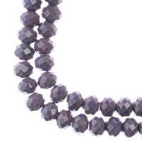46, 8x10mm Faceted Opaque Dark Purple Crystal Lane Donut Rondelle Beads