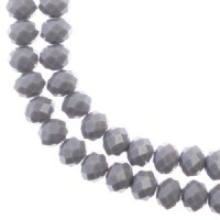 46, 8x10mm Faceted Opaque Grey Crystal Lane Donut Rondelle Beads