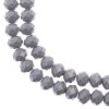 46, 8x10mm Faceted Opaque Grey Crystal Lane Donut Rondelle Beads