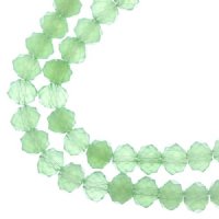 46, 8x10mm Faceted Opaque Light Green Crystal Lane Donut Rondelle Beads
