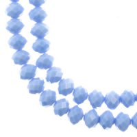 46, 8x10mm Faceted Opaque Light Periwinkle Crystal Lane Donut Rondelle Beads