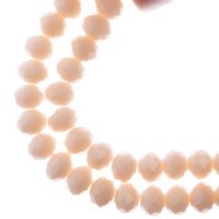 46, 8x10mm Faceted Opaque Light Cream Crystal Lane Donut Rondelle Beads