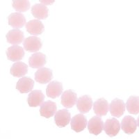 46, 8x10mm Faceted Opaque Pink Crystal Lane Donut Rondelle Beads