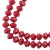 46, 8x10mm Faceted Opaque Red Crystal Lane Donut Rondelle Beads