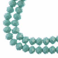 46, 8x10mm Faceted Opaque Turquoise Green Crystal Lane Donut Rondelle Beads