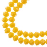 46, 8x10mm Faceted Opaque Yellow Crystal Lane Donut Rondelle Beads
