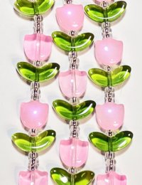 7 Inch Strand Crystal Lane 16x14mm Pink Opal Tulip Bead Sets