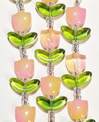 7 Inch Strand Crystal Lane 16x14mm Pink and Yellow Opal Tulip Bead Sets