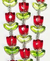 7 Inch Strand Crystal Lane 16x14mm Transparent Red Tulip Bead Sets