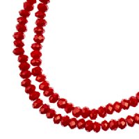 246, 1.5x2.5mm Faceted Opaque Red Crystal Lane Donut Rondelle Beads