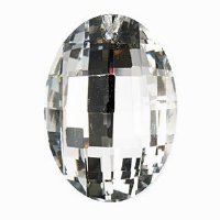 1, 37x27mm Crystal Silver Foiled Crystal Lane Faceted Oval Pendant