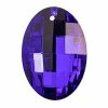 1, 37x27mm Dark Royal Blue Silver Foiled Crystal Lane Faceted Oval Pendant