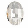1, 37x27mm Light Grey Mist Silver Foiled Crystal Lane Faceted Oval Pendant