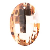 1, 37x27mm Light Copper Silver Foiled Crystal Lane Faceted Oval Pendant