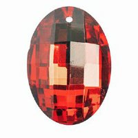 1, 37x27mm Red Silver Foiled Crystal Lane Faceted Oval Pendant