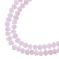 110, 3x4mm Faceted Opaque Pink Crystal Lane Donut Rondelle Beads
