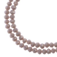 110, 3x4mm Faceted Opaque Grey Crystal Lane Donut Rondelle Beads