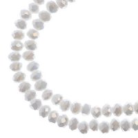 110, 3x4mm Faceted Opaque White AB Crystal Lane Donut Rondelle Beads