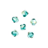 96, 4mm Faceted Transparent Dark Green AB Crystal Lane Bicone Beads