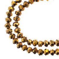 78, 4x6mm Faceted Metallic Gold Iris Crystal Lane Donut Rondelle Beads
