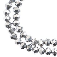 78, 4x6mm Faceted Metallic Silver Iris Crystal Lane Donut Rondelle Beads