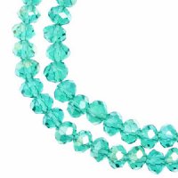 78, 4x6mm Faceted Transparent Dark Teal Green AB Crystal Lane Donut Rondelle Beads