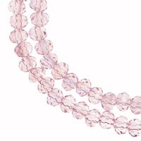 78, 4x6mm Faceted Transparent Pink AB Crystal Lane Donut Rondelle Beads